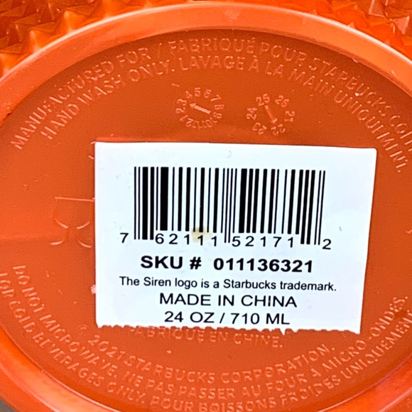 Starbucks Venti 24 Oz Studded Tumbler Cup Pearl Orange Bling Cold Drinks New - Picture 7 of 10
